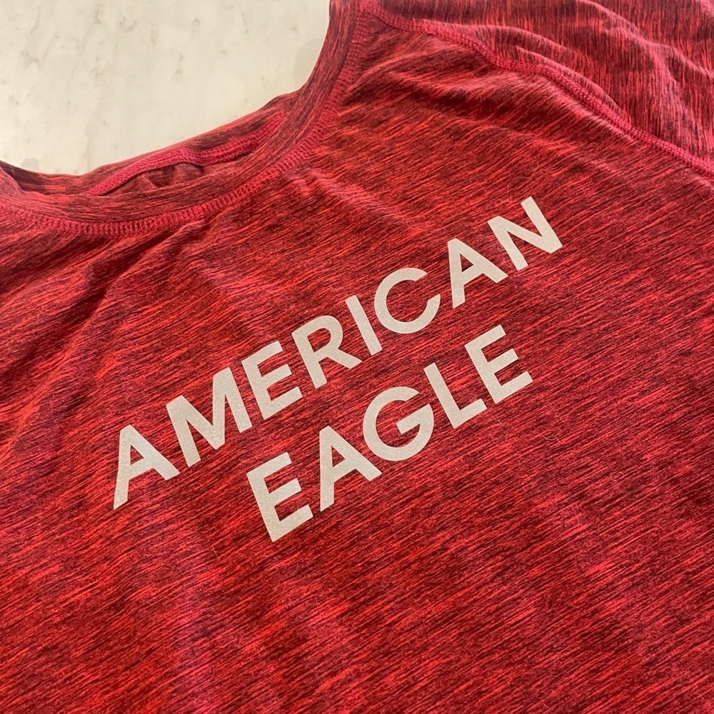 American Eagle Outfitters Flex Red Short Sleeve Graphic Logo T-Shirt Size Small - Picture 2 of 6